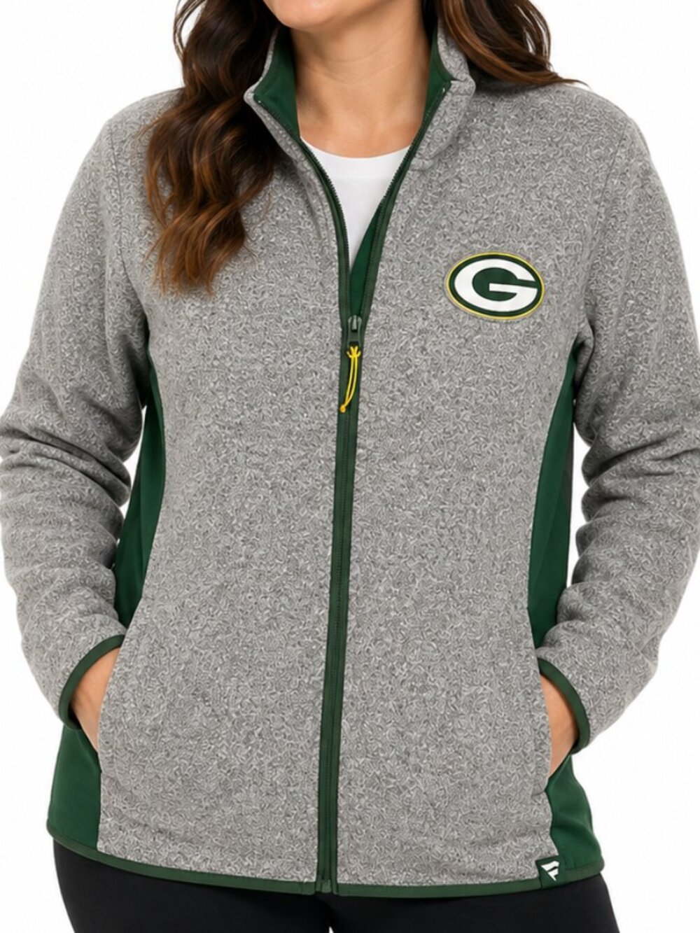 Fanatics Green Bay Packers Full Zip Fleece Jacket Women's L Gray Green NFL